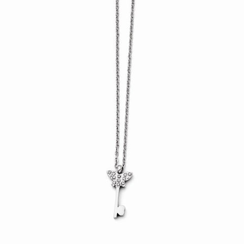 Stainless Steel Key CZs Necklace