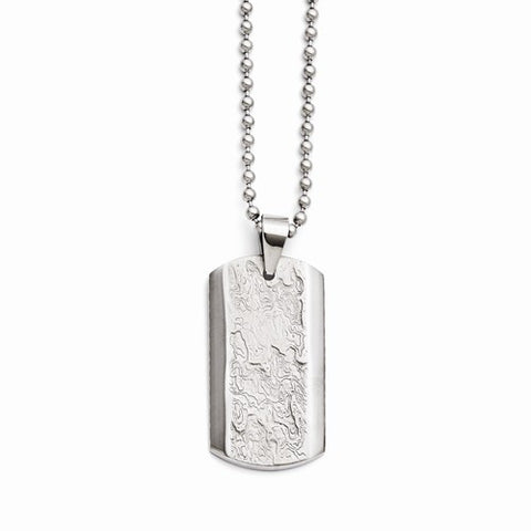 Stainless Steel Polished and Textured Necklace