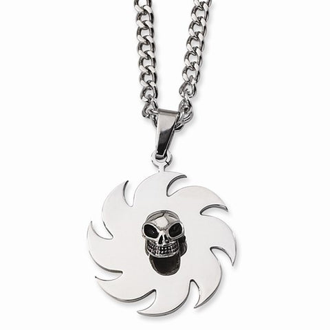 Stainless Steel Saw Blade Skull Necklace