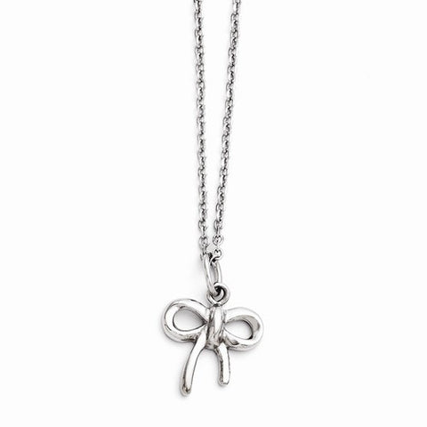 Stainless Steel Polished Bow Necklace