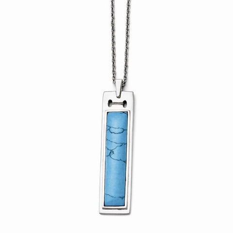 Stainless Steel Imitation Turquoise Rectangular Necklace