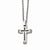 Stainless Steel Polished and Brushed Cut-Out Cross Necklace