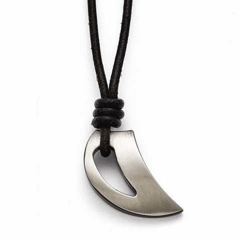 Stainless Steel Polished and Brushed Black Ip-Plated Claw Necklace