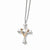 Stainless Steel Polished Rose Ip-Plated Cross Necklace