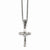 Stainless Steel Polished and Antiqued Crucifix Necklace