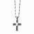 Stainless Steel Polished Black CZs Cross Necklace