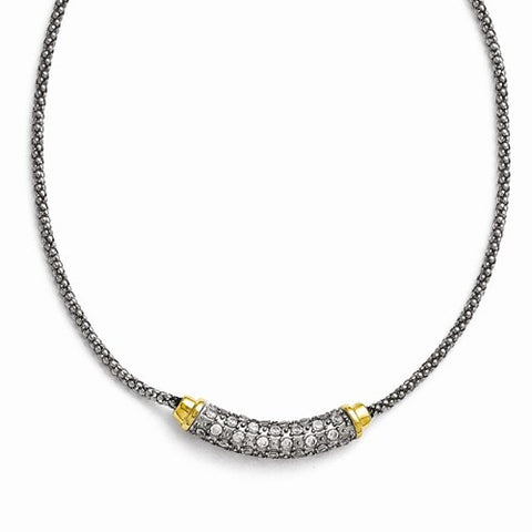 Stainless Steel Polished Yellow Pvd-Plated CZ Necklace