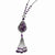 Stainless Steel Polished, Antiqued Amethyst, CZ Ext Reversible Necklac Necklace