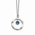 Stainless Steel Polished Blue Glass Circle Necklace