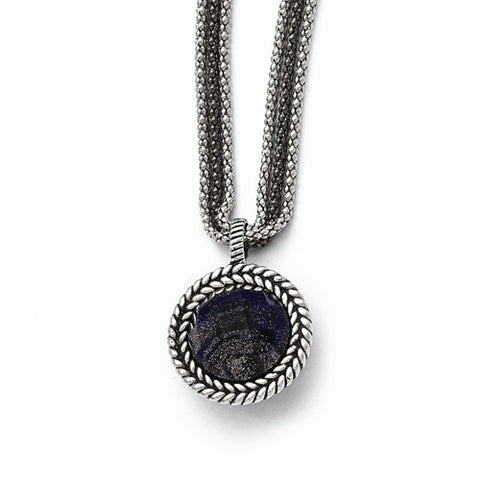 Stainless Steel Polished Blue Sandstone Ext Reversible Necklace