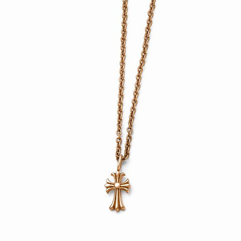 Stainless Steel Polished Pink Ip-Plated Cross Necklace