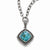 Stainless Steel Polished, Antiqued Imitation Turquoise Necklace