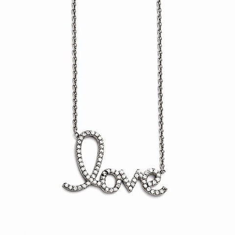 Stainless Steel Polished Love CZs Necklace