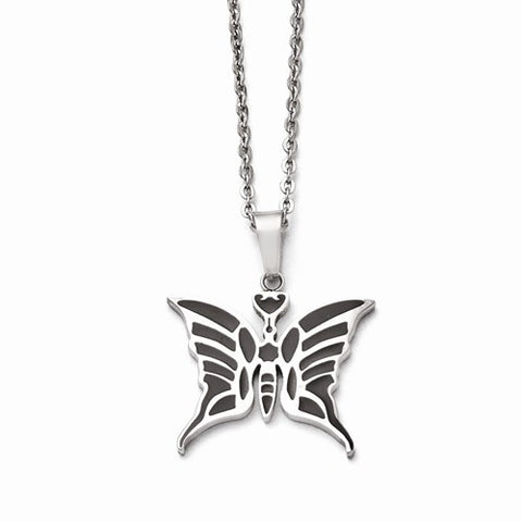 Stainless Steel Butterfly Enamel Necklace