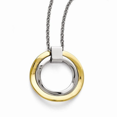 Stainless Steel Polished Yellow Ip-Plated Wavy Circles Necklace