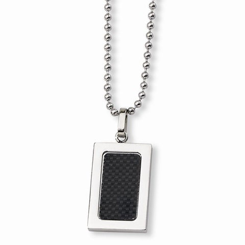 Stainless Steel Black Carbon Fiber Necklace