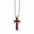 Stainless Steel Polished Red, Black Enameled Cross Necklace