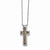 Stainless Steel Polished Creme, Black Enameled Cross Necklace