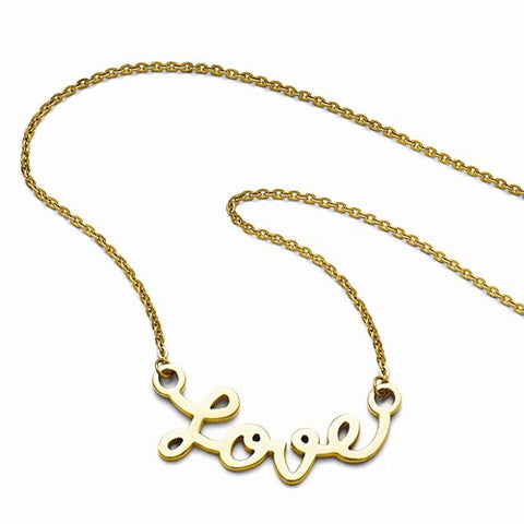 Stainless Steel Polished Yellow Ip-Plated Love Necklace