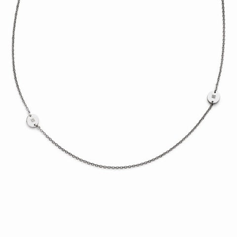 Stainless Steel Polished Circles CZ Necklace