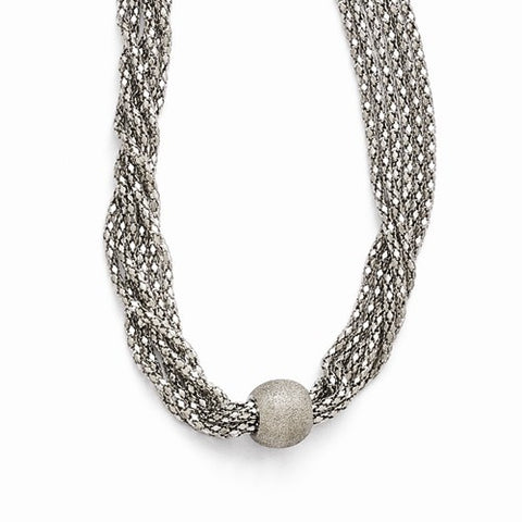 Stainless Steel Polished and Laser Cut Strand Necklace