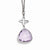 Stainless Steel Polished Flower Purple Glass Necklace