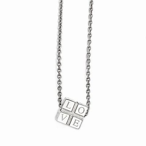 Stainless Steel Polished Love Box Necklace