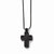 Stainless Steel Black Ip-Plated Black Crystal Cross Necklace