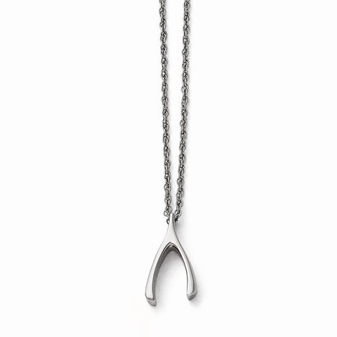 Stainless Steel Polished Wishbone Necklace