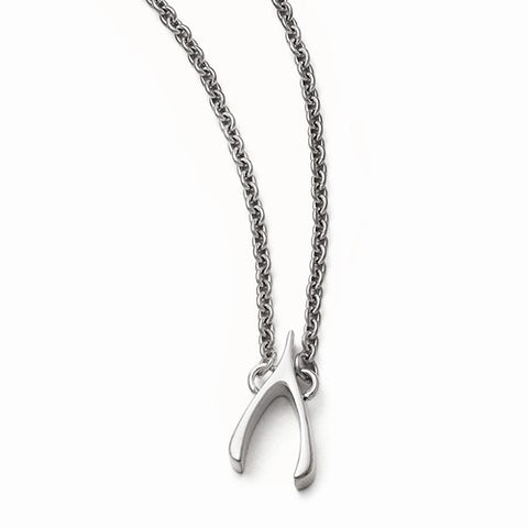 Stainless Steel Polished Wishbone Necklace