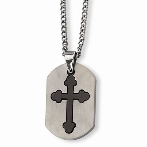 Stainless Steel Black Plated Cross Necklace