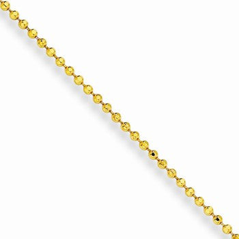 Stainless Steel Yellow Rhodium Over Brass Plated Ball Chain