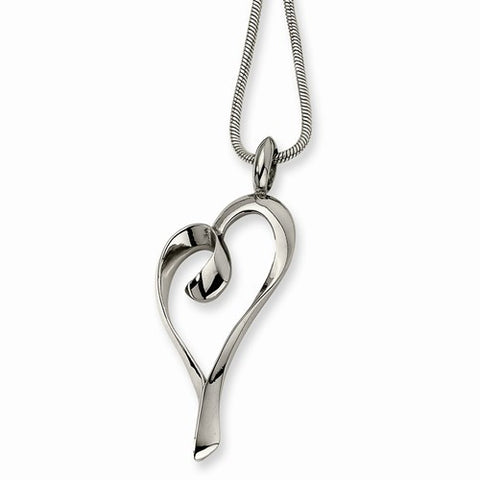 Stainless Steel Heart Pendant On Necklace