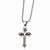 Stainless Steel Black Ip-Plated Cross CZ Pendant On Necklace