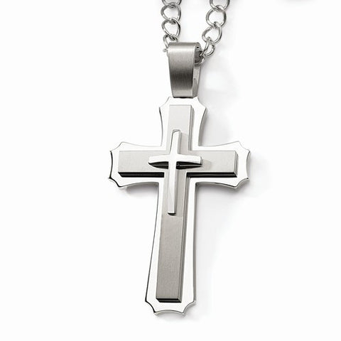 Stainless Steel Cross Pendant On Necklace