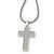 Stainless Steel Grey Carbon Fiber Cross Pendant On Necklace