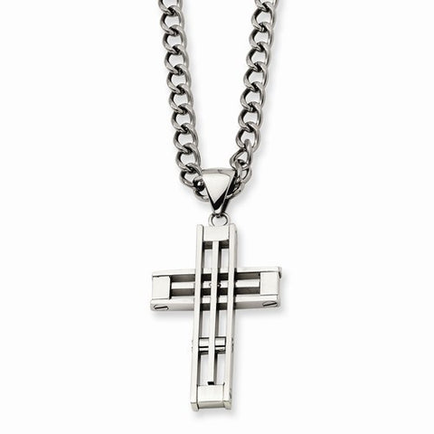 Stainless Steel Cross Pendant On Necklace