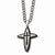 Stainless Steel Black Ip-Plated Cross Pendant On Necklace