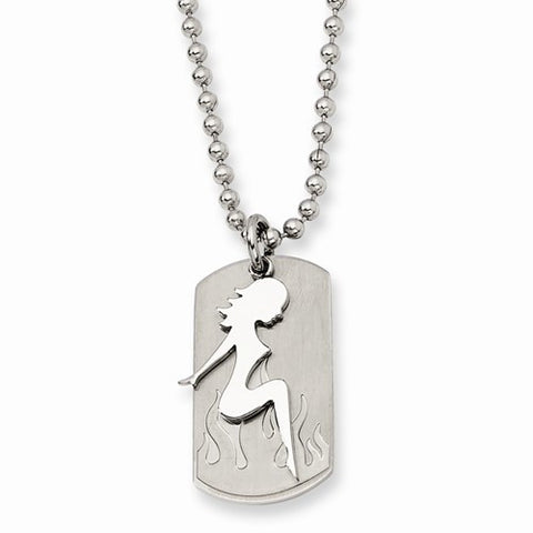 Stainless Steel Girl Dog Tag Necklace