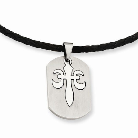 Stainless Steel Fleur De Lis Pendant On Necklace