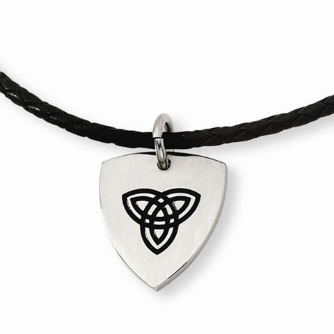 Stainless Steel Enameled Trinity Pendant On Necklace