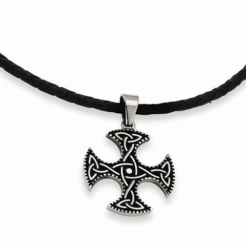 Stainless Steel Enameled Celtic Cross Pendant On Necklace