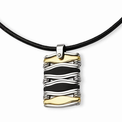 Stainless Steel Yellow Ip-Plated & Rubber Necklace