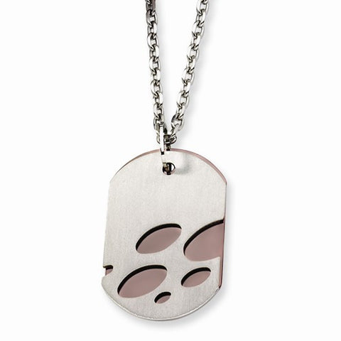 Stainless Steel Ip Chocolate-Plated Dog Tag Pendant On Necklace