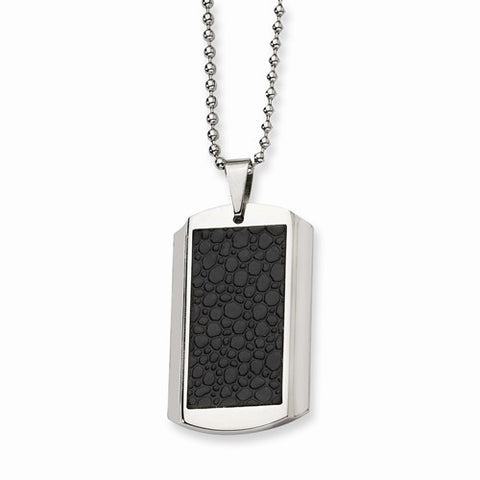 Stainless Steel Stingray Patterned Dog Tag Necklace