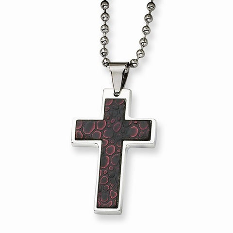 Stainless Steel Stingray Patterned Cross Necklace