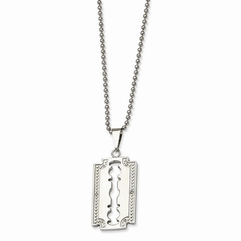 Stainless Steel , Diamond Razor Blade Necklace