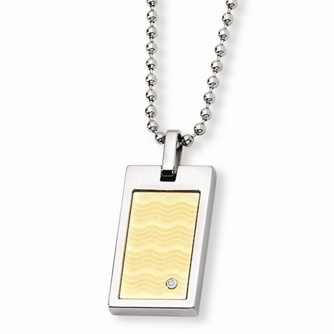 Stainless Steel K Gold-Plated Diamond Necklace