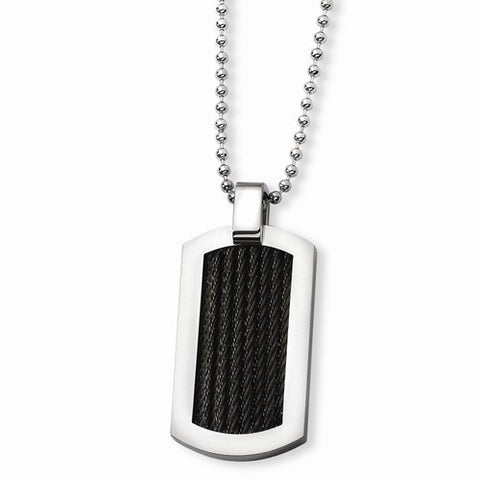 Stainless Steel Black Plated Cable Dog Tag Necklace