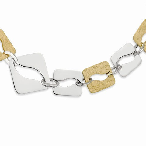 Stainless Steel Gold Ipg-Plated Sqare Link Necklace